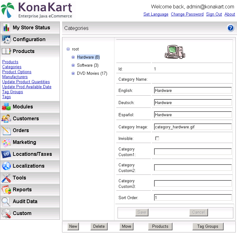 KonaKart Admin Application