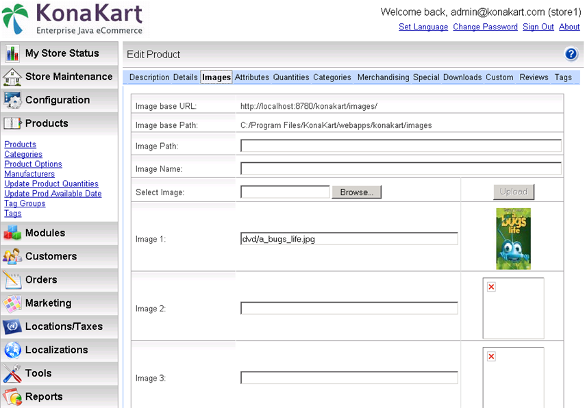 KonaKart Admin Application
