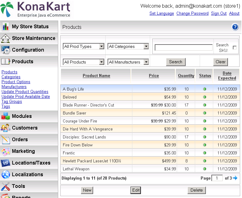 KonaKart Admin Application